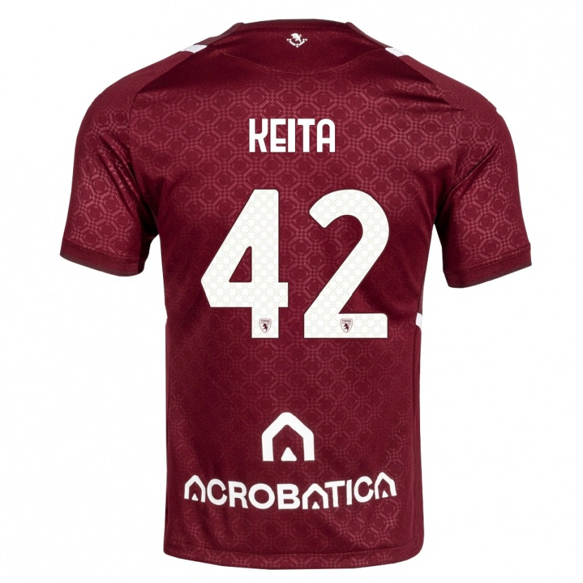 Danxen Enfant Maillot Karamoko Keita #42 Bourgogne Blanc Tenues Domicile 2026/27 T-Shirt