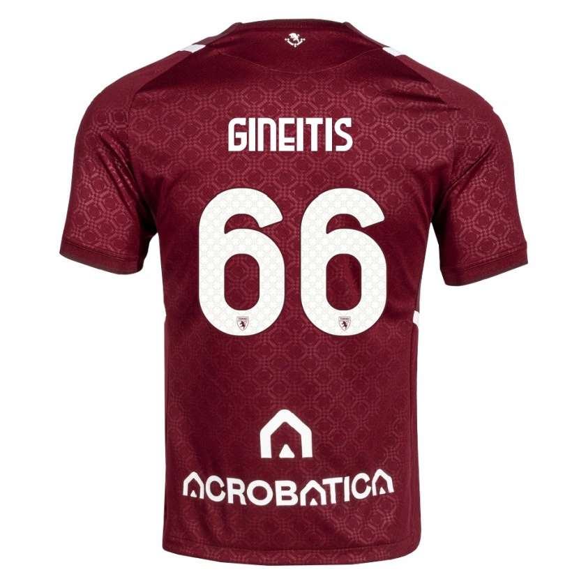 Danxen Enfant Maillot Gvidas Gineitis #66 Bourgogne Blanc Tenues Domicile 2026/27 T-Shirt