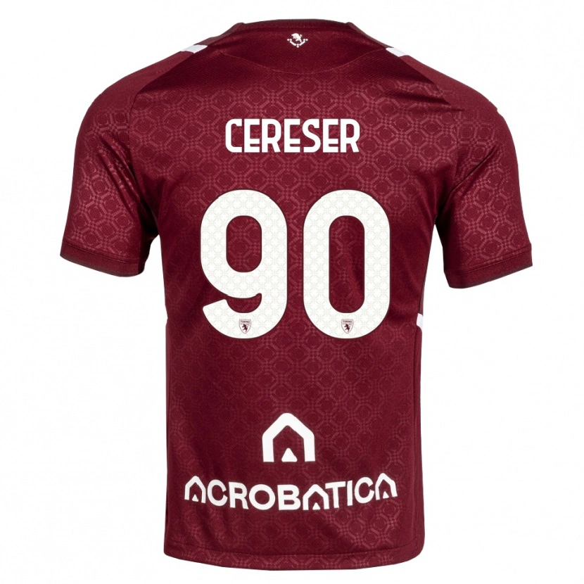 Danxen Enfant Maillot Francesco Cereser #90 Bourgogne Blanc Tenues Domicile 2026/27 T-Shirt