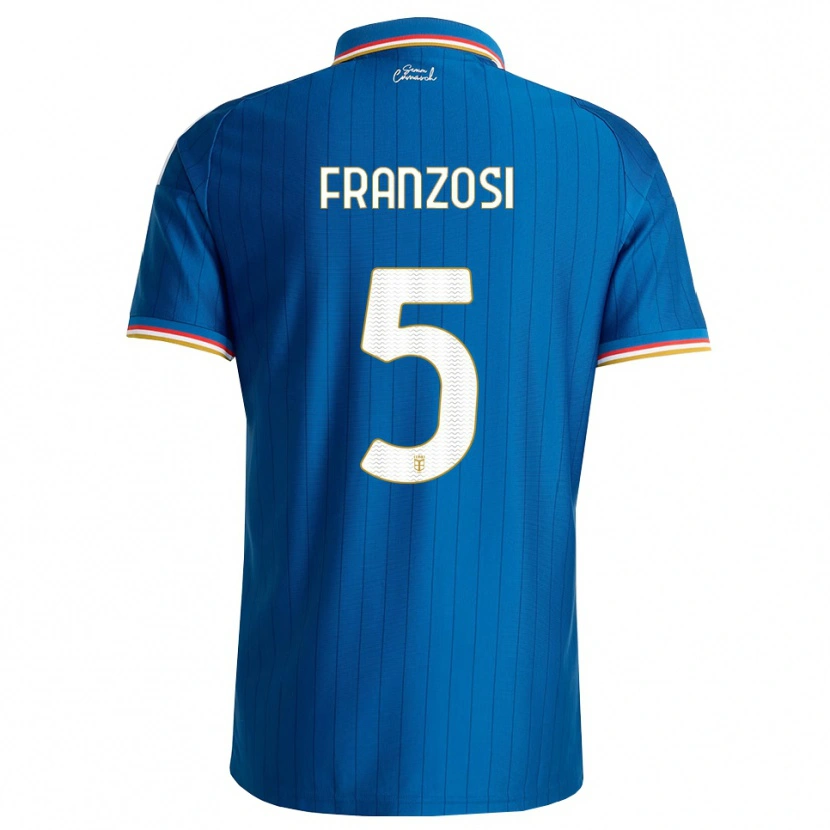 Danxen Enfant Maillot Edoardo Franzosi #5 Bleu Blanc Rouge Tenues Domicile 2026/27 T-Shirt