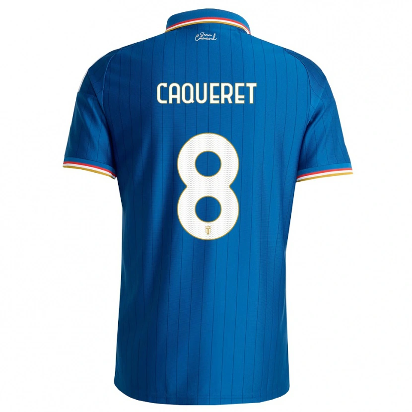Danxen Enfant Maillot Maxence Caqueret #8 Bleu Blanc Rouge Tenues Domicile 2026/27 T-Shirt