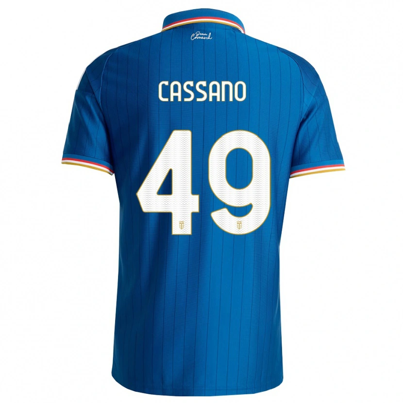 Danxen Enfant Maillot Riccardo Cassano #49 Bleu Blanc Rouge Tenues Domicile 2026/27 T-Shirt