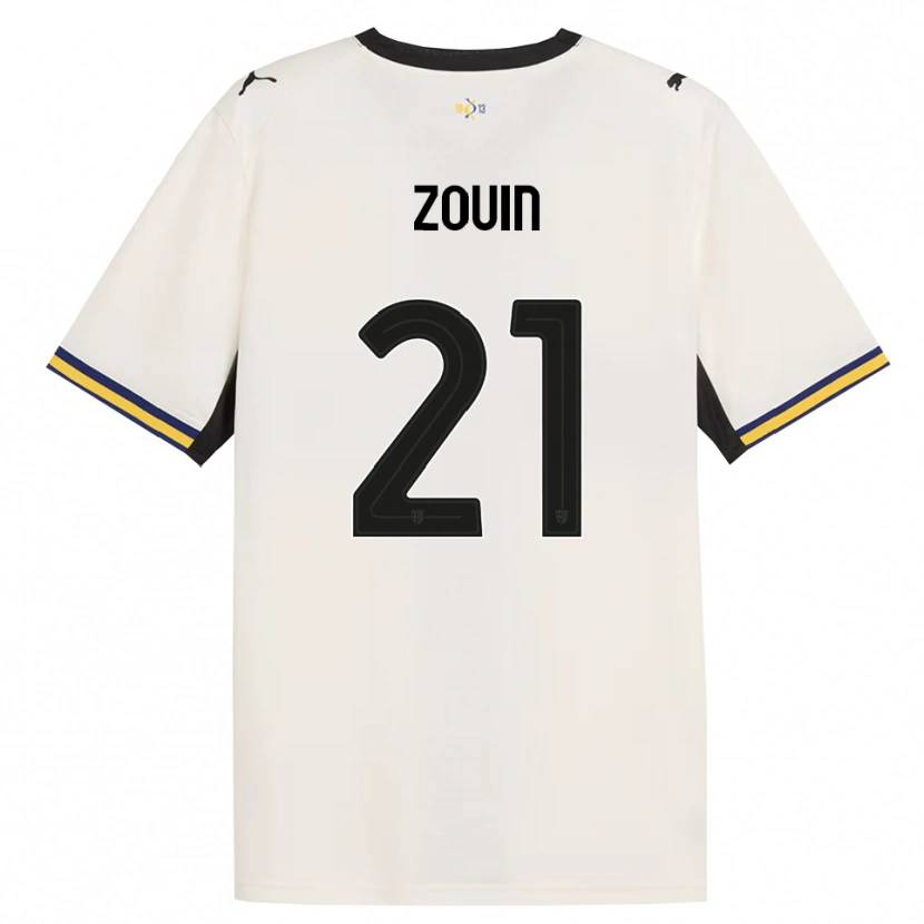 Danxen Enfant Maillot Aymen Zouin #21 Blanc Cassé Noir Jaune Tenues Domicile 2026/27 T-Shirt