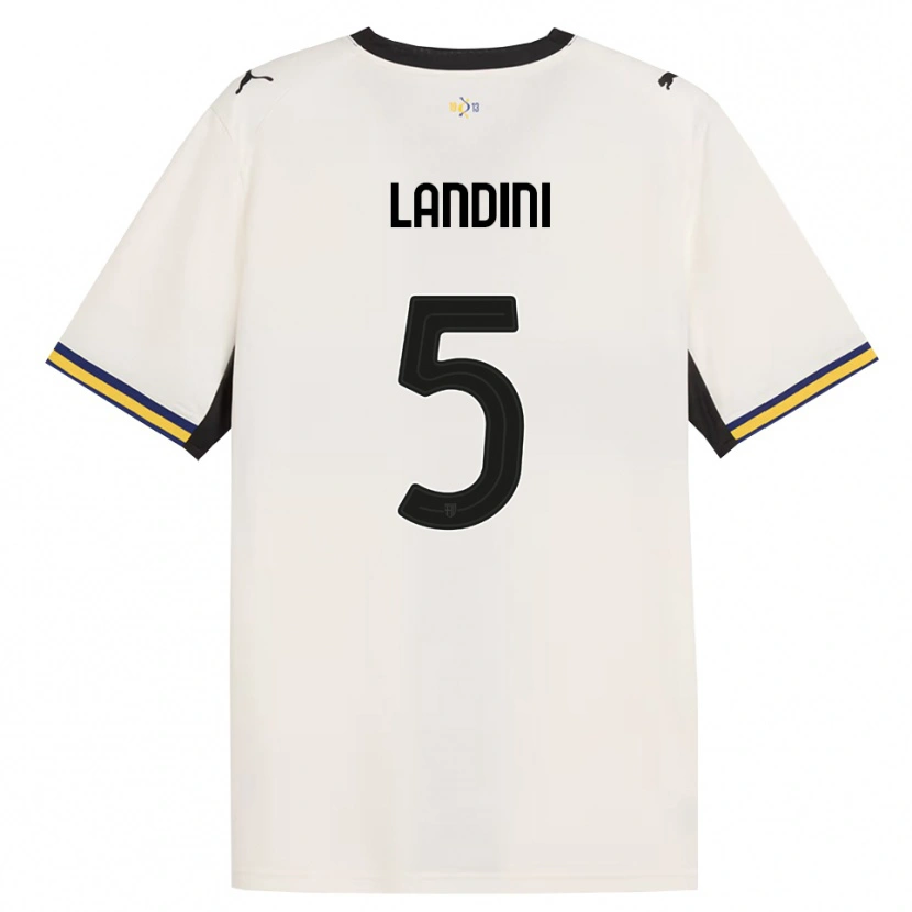 Danxen Enfant Maillot Simone Landini #5 Blanc Cassé Noir Jaune Tenues Domicile 2026/27 T-Shirt