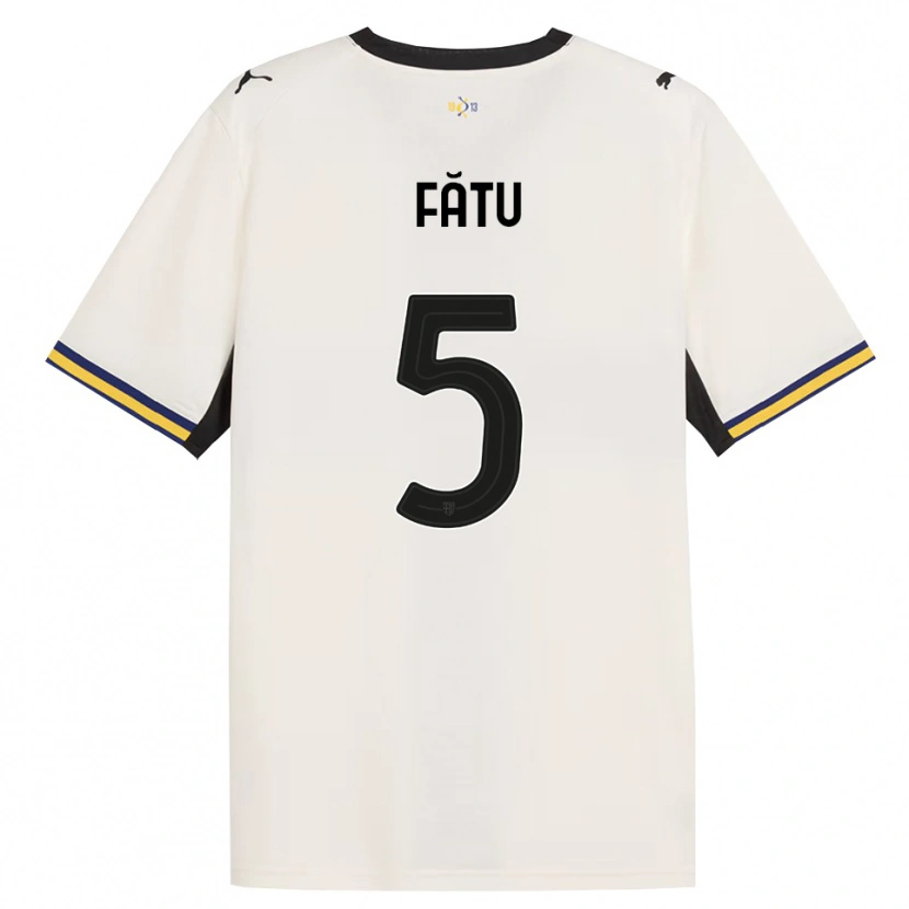 Danxen Enfant Maillot Rareș Fătu #5 Blanc Cassé Noir Jaune Tenues Domicile 2026/27 T-Shirt