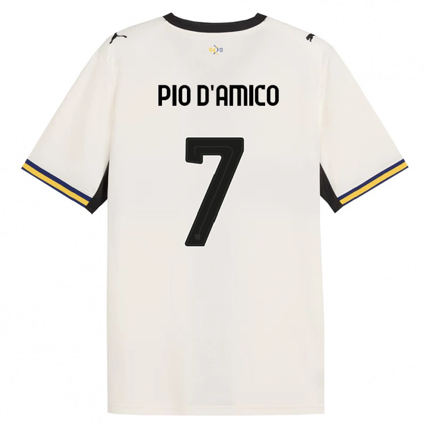 Danxen Enfant Maillot Dario Pio D'amico #7 Blanc Cassé Noir Jaune Tenues Domicile 2026/27 T-Shirt