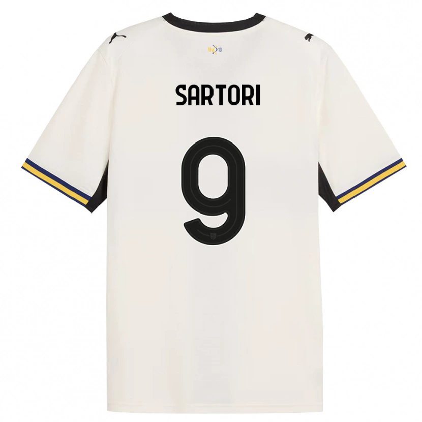Danxen Enfant Maillot Francesco Sartori #9 Blanc Cassé Noir Jaune Tenues Domicile 2026/27 T-Shirt