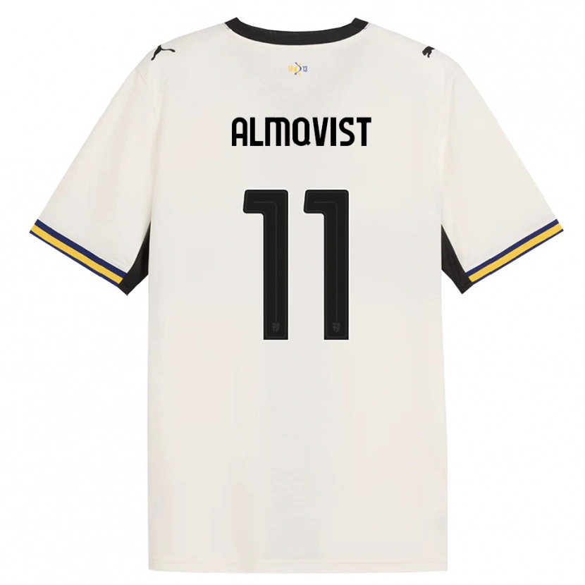 Danxen Enfant Maillot Pontus Almqvist #11 Blanc Cassé Noir Jaune Tenues Domicile 2026/27 T-Shirt