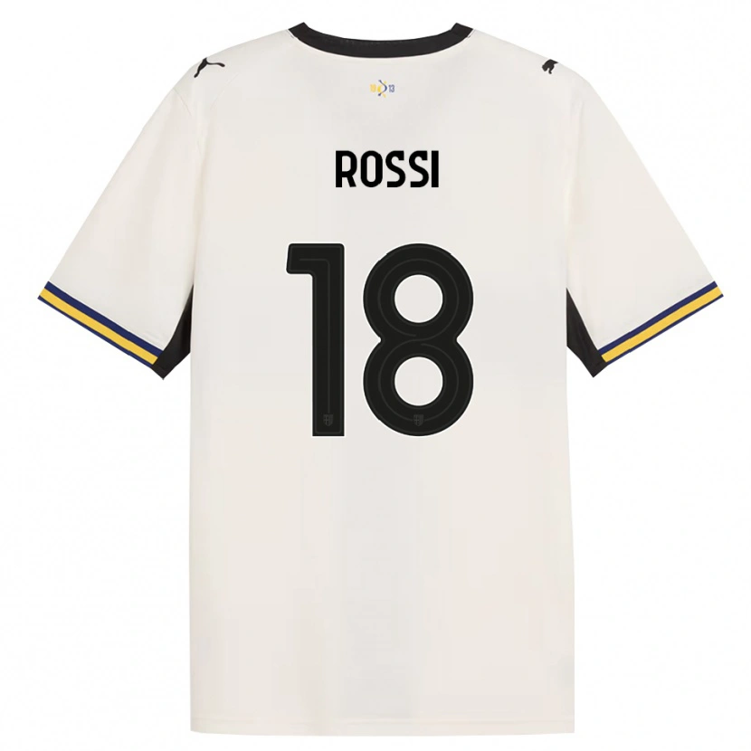 Danxen Enfant Maillot Diego Rossi #18 Blanc Cassé Noir Jaune Tenues Domicile 2026/27 T-Shirt