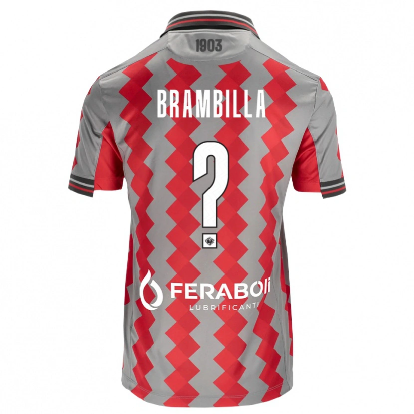 Danxen Enfant Maillot Alessio Brambilla #0 Gris Rouge Blanc Tenues Domicile 2026/27 T-Shirt