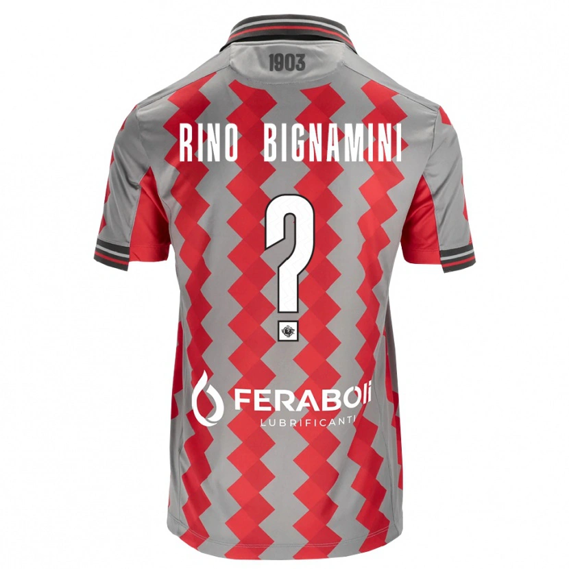 Danxen Enfant Maillot Filippo Rino Bignamini #0 Gris Rouge Blanc Tenues Domicile 2026/27 T-Shirt
