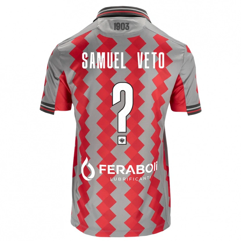 Danxen Enfant Maillot Djoloelie Samuel Veto #0 Gris Rouge Blanc Tenues Domicile 2026/27 T-Shirt
