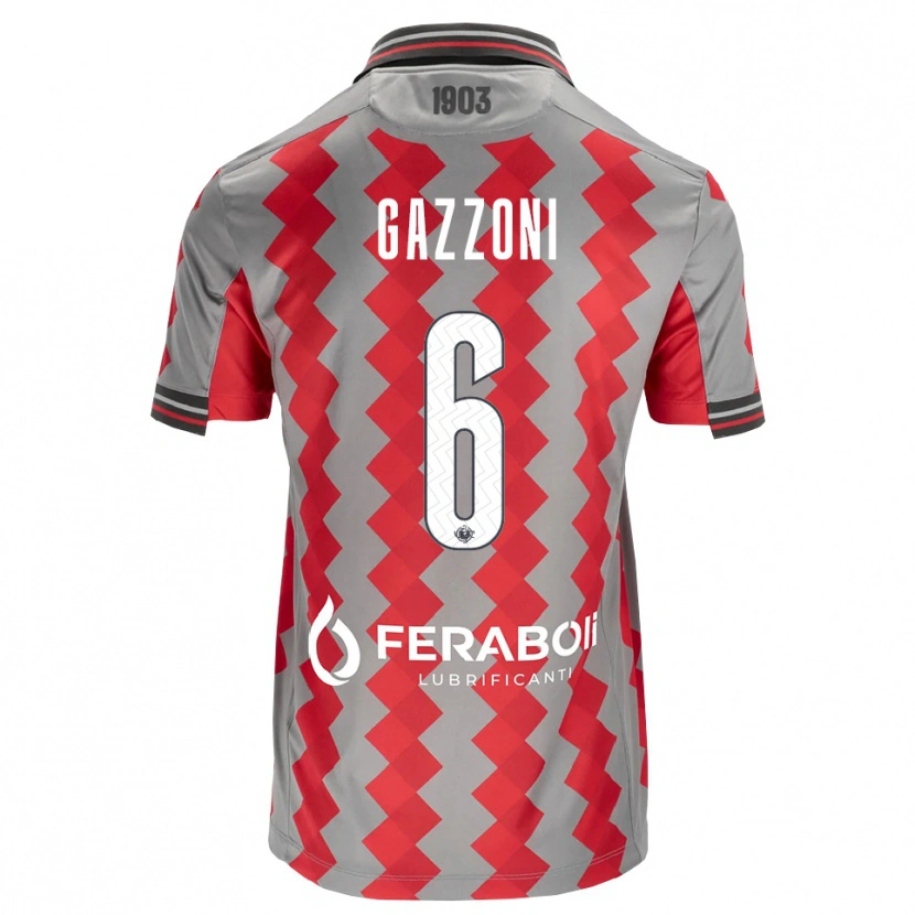 Danxen Enfant Maillot Matteo Gazzoni #6 Gris Rouge Blanc Tenues Domicile 2026/27 T-Shirt