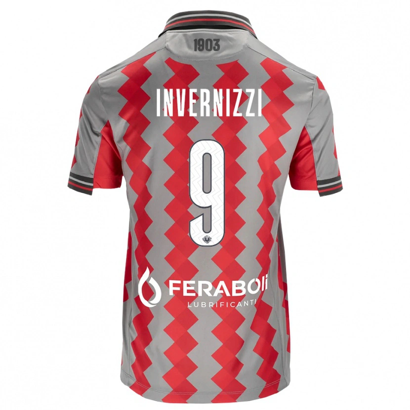 Danxen Enfant Maillot Leonardo Invernizzi #9 Gris Rouge Blanc Tenues Domicile 2026/27 T-Shirt