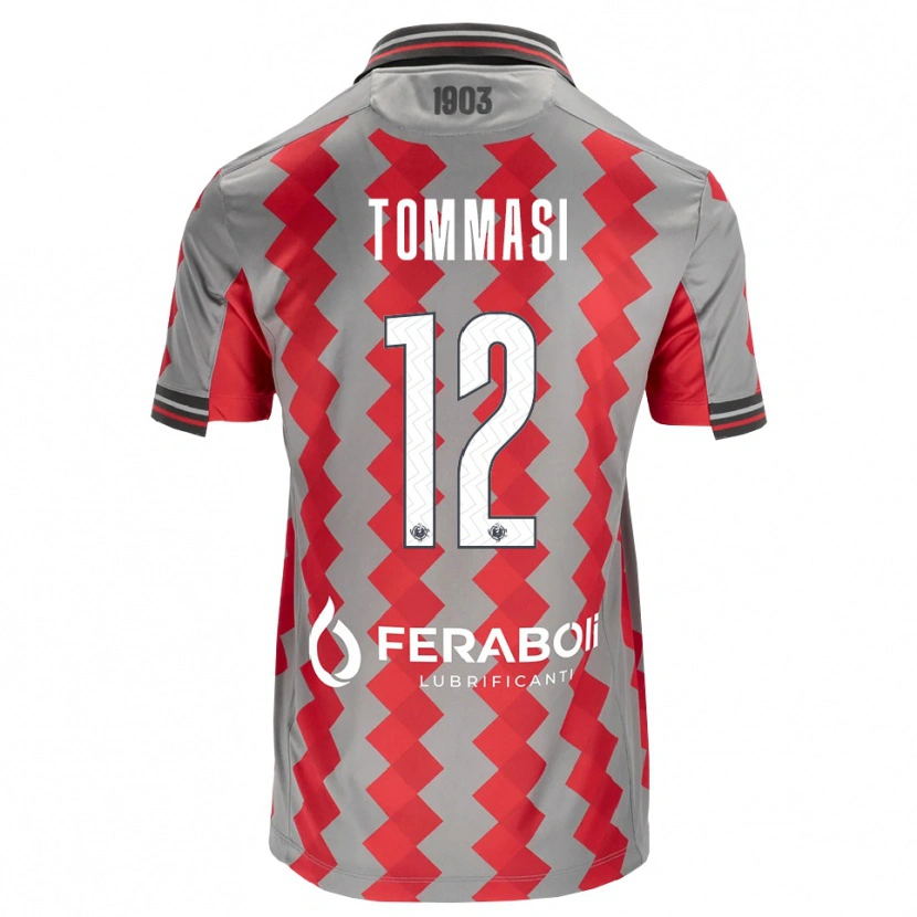 Danxen Enfant Maillot Francesco Tommasi #12 Gris Rouge Blanc Tenues Domicile 2026/27 T-Shirt