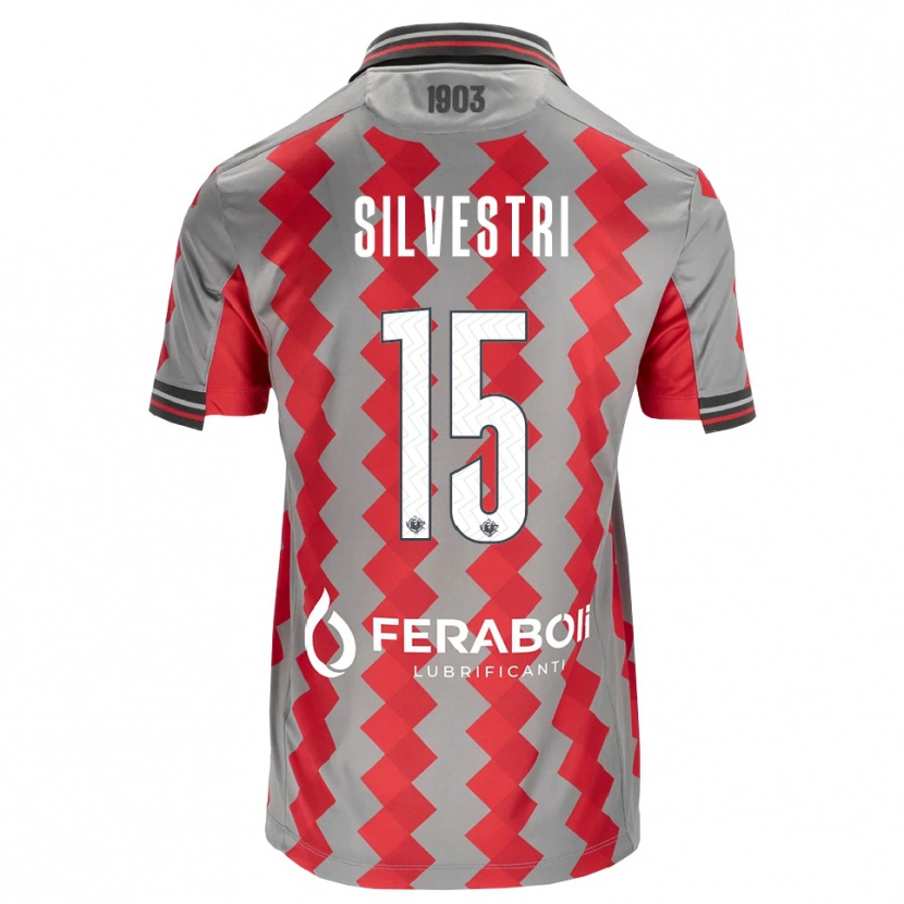 Danxen Enfant Maillot Cristiano Silvestri #15 Gris Rouge Blanc Tenues Domicile 2026/27 T-Shirt