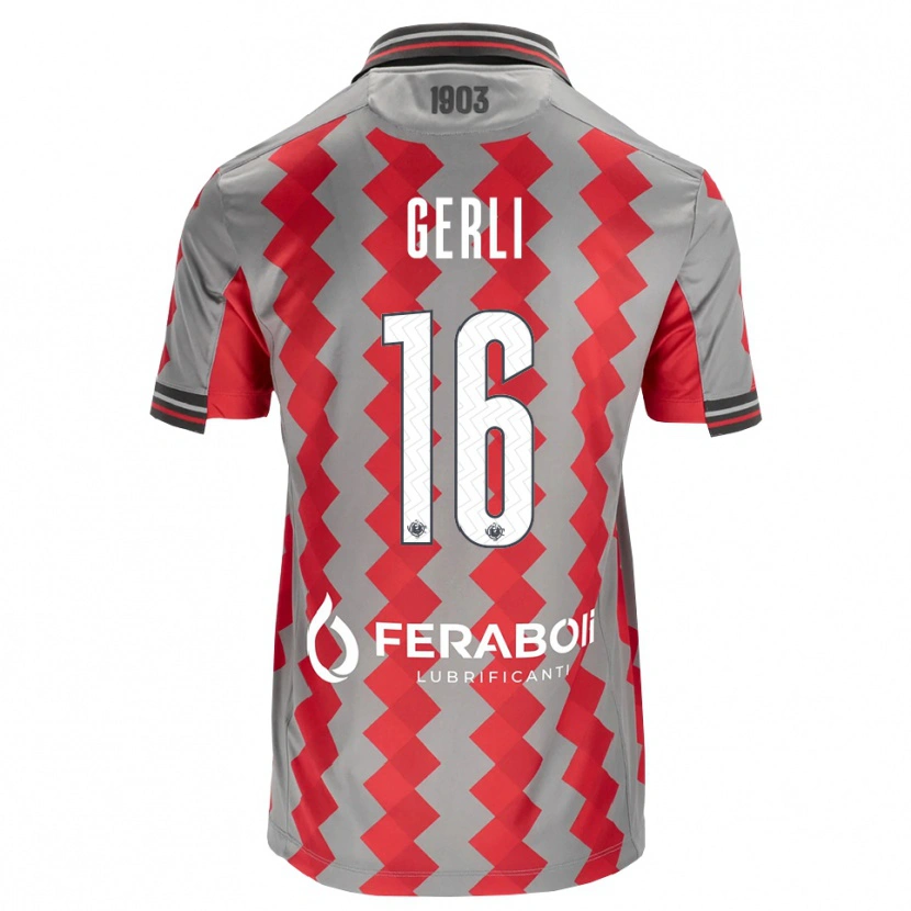 Danxen Enfant Maillot Fabio Gerli #16 Gris Rouge Blanc Tenues Domicile 2026/27 T-Shirt