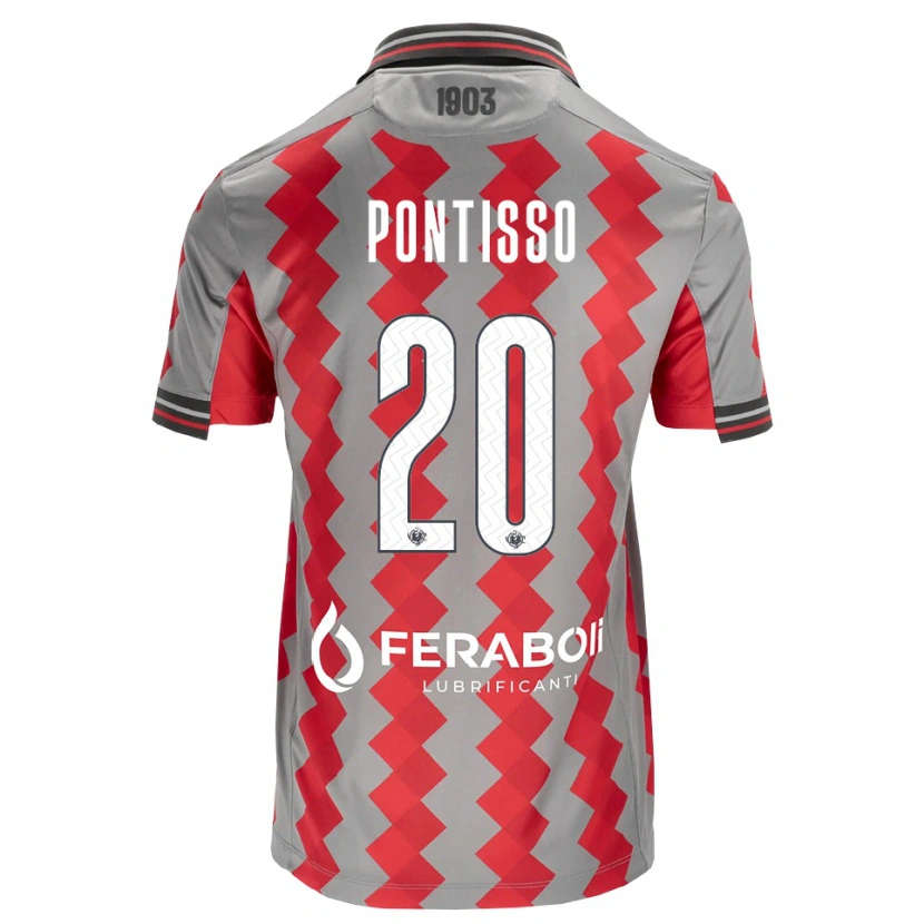 Danxen Enfant Maillot Simone Pontisso #20 Gris Rouge Blanc Tenues Domicile 2026/27 T-Shirt