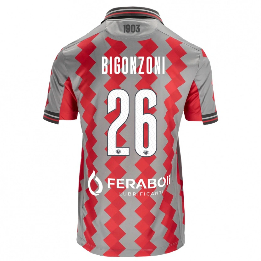 Danxen Enfant Maillot Michele Bigonzoni #26 Gris Rouge Blanc Tenues Domicile 2026/27 T-Shirt