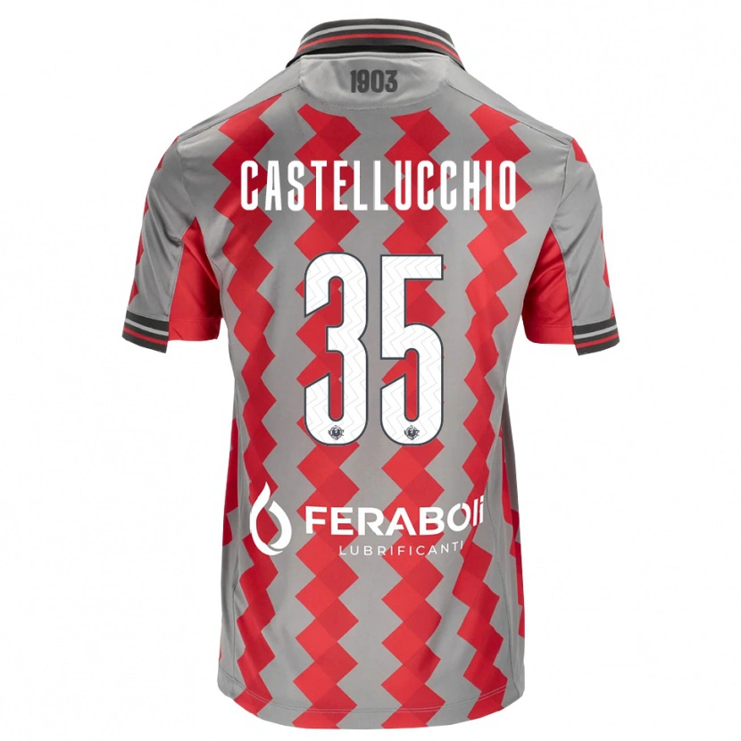 Danxen Enfant Maillot Gabriele Castellucchio #35 Gris Rouge Blanc Tenues Domicile 2026/27 T-Shirt