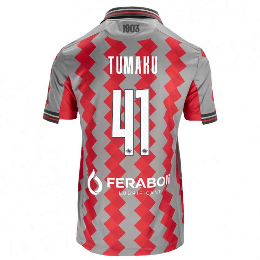 Danxen Enfant Maillot Niccolò Tumaku #41 Gris Rouge Blanc Tenues Domicile 2026/27 T-Shirt