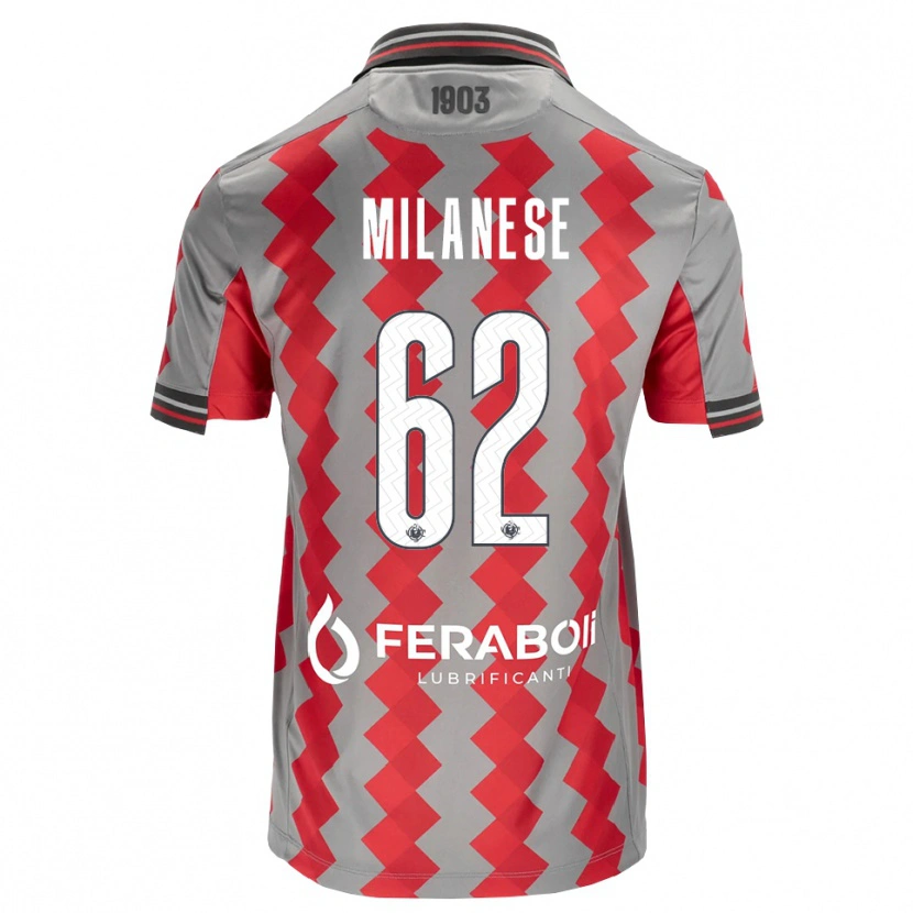 Danxen Enfant Maillot Tommaso Milanese #62 Gris Rouge Blanc Tenues Domicile 2026/27 T-Shirt
