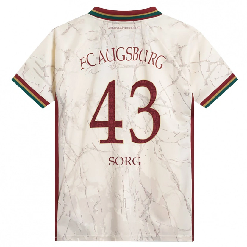 Danxen Enfant Maillot Oliver Sorg #43 Vert Riz Blanc Bourgogne Tenues Domicile 2026/27 T-Shirt