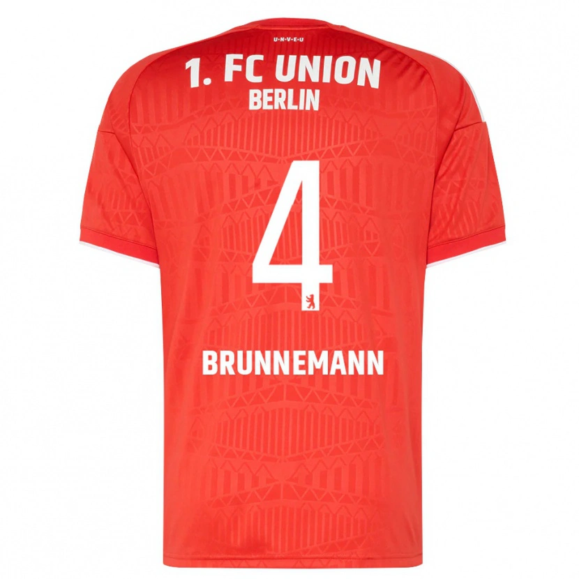 Danxen Enfant Maillot Laurenz Brunnemann #4 Rouge Blanc Tenues Domicile 2026/27 T-Shirt