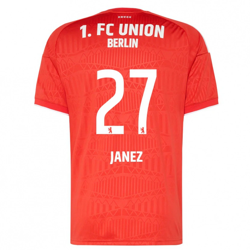Danxen Enfant Maillot Korina Janež #27 Rouge Blanc Tenues Domicile 2026/27 T-Shirt