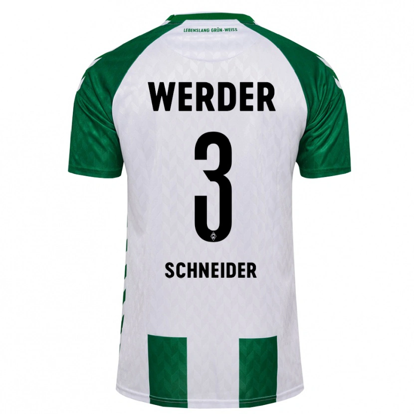 Danxen Enfant Maillot Dieter Schneider #3 Vert Blanc Tenues Domicile 2026/27 T-Shirt