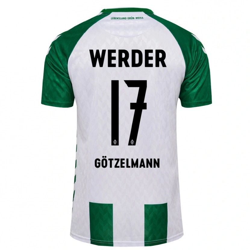 Danxen Enfant Maillot Patrick Götzelmann #17 Vert Blanc Tenues Domicile 2026/27 T-Shirt