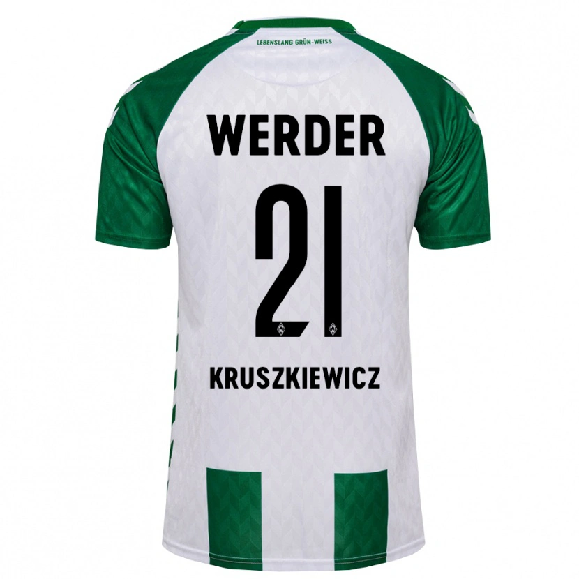 Danxen Enfant Maillot Jakub Kruszkiewicz #21 Vert Blanc Tenues Domicile 2026/27 T-Shirt