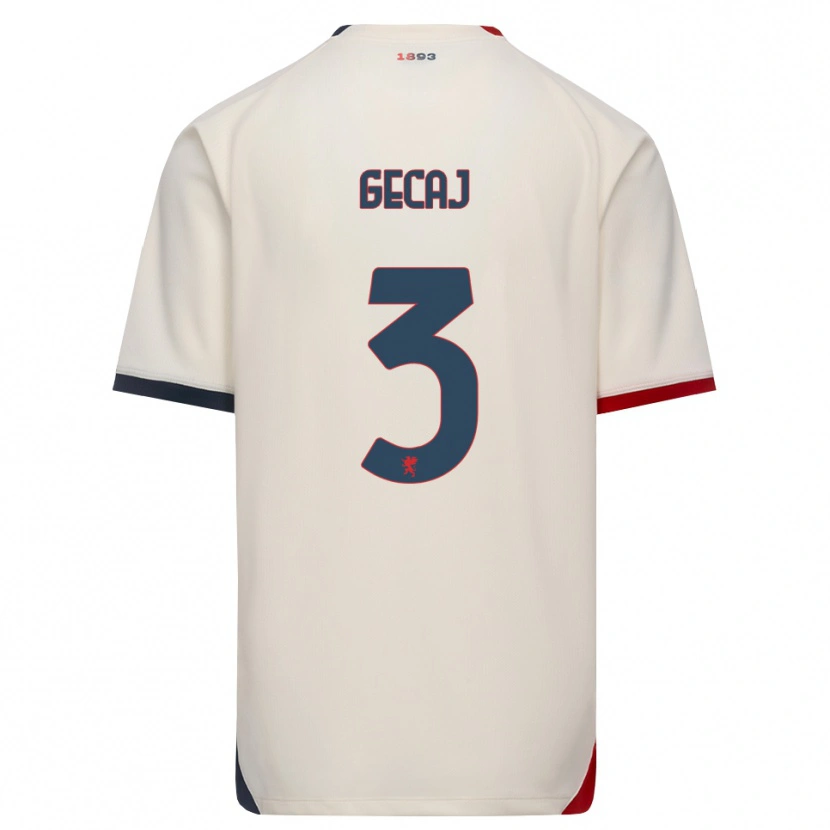 Danxen Enfant Maillot Kris Gecaj #3 Blanc Cassé Rouge Tenues Extérieur 2026/27 T-Shirt