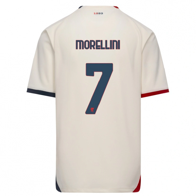 Danxen Enfant Maillot Matteo Morellini #7 Blanc Cassé Rouge Tenues Extérieur 2026/27 T-Shirt