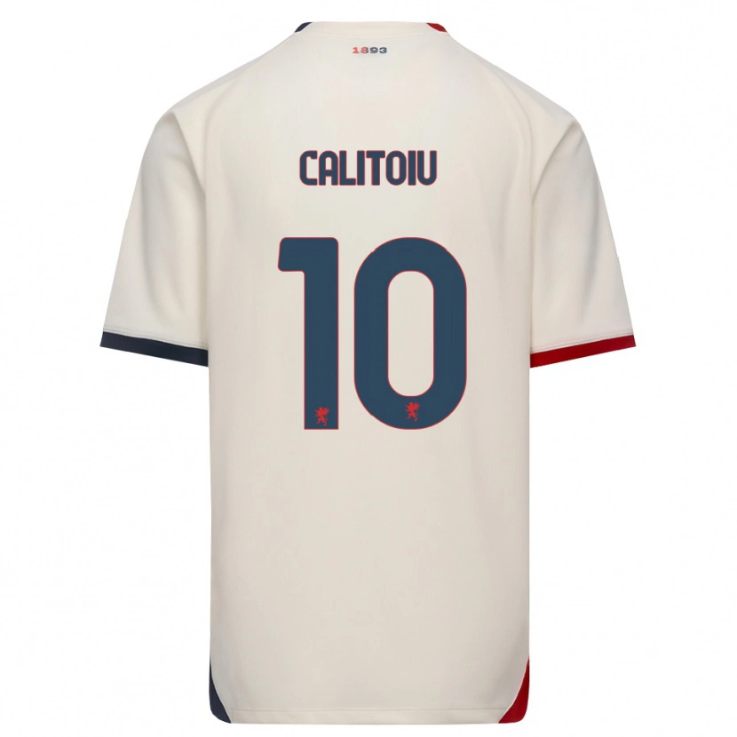 Danxen Enfant Maillot Mihai Calițoiu #10 Blanc Cassé Rouge Tenues Extérieur 2026/27 T-Shirt