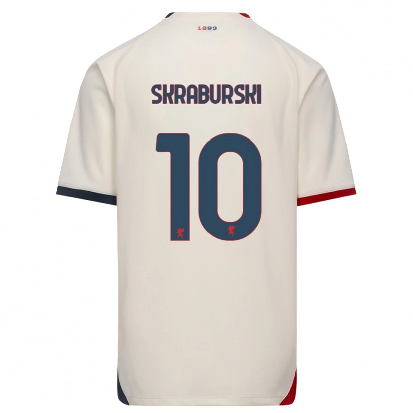 Danxen Enfant Maillot Borys Skraburski #10 Blanc Cassé Rouge Tenues Extérieur 2026/27 T-Shirt