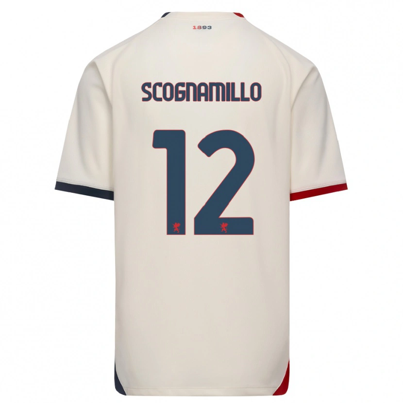 Danxen Enfant Maillot Andrea Scognamillo #12 Blanc Cassé Rouge Tenues Extérieur 2026/27 T-Shirt