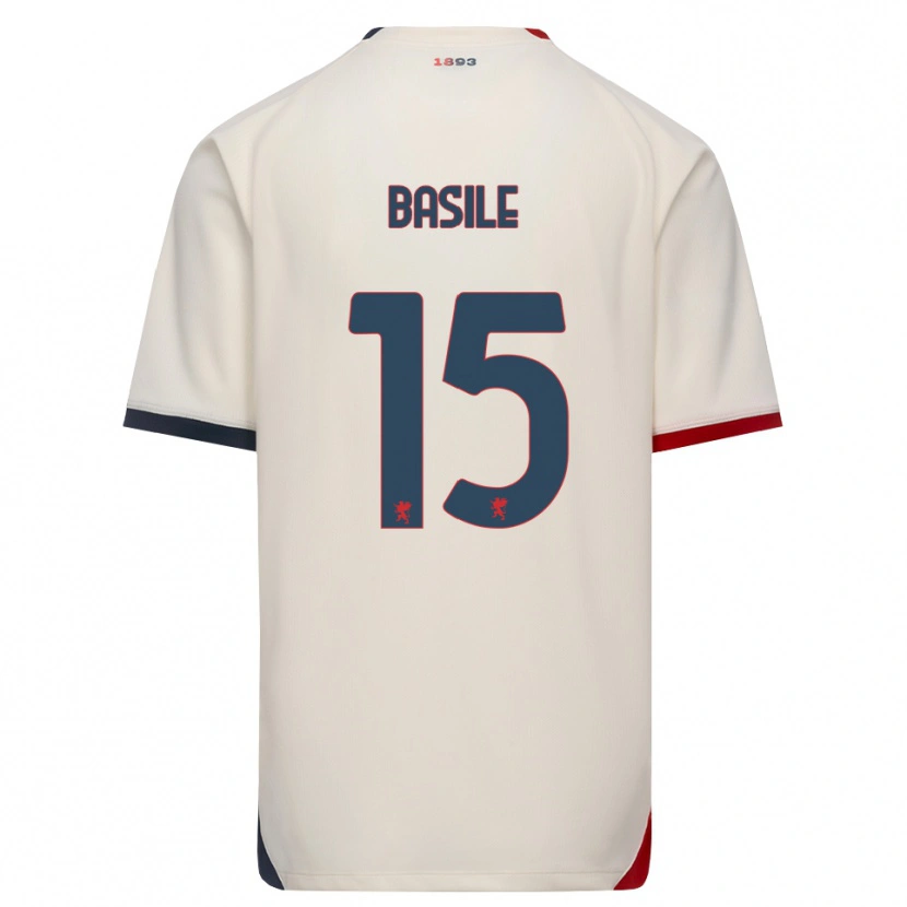 Danxen Enfant Maillot Cosimo Basile #15 Blanc Cassé Rouge Tenues Extérieur 2026/27 T-Shirt