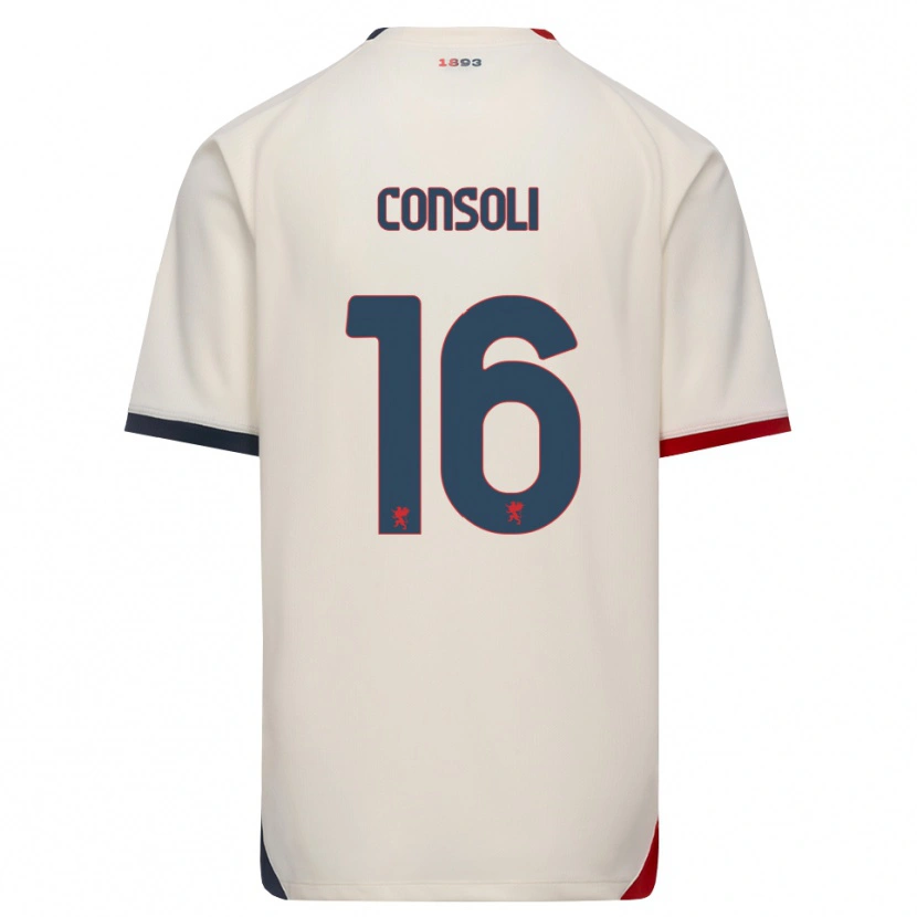 Danxen Enfant Maillot Alessandro Consoli #16 Blanc Cassé Rouge Tenues Extérieur 2026/27 T-Shirt