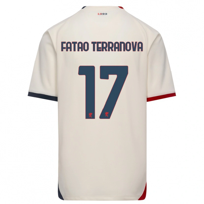 Danxen Enfant Maillot Emanuele Fatao Terranova #17 Blanc Cassé Rouge Tenues Extérieur 2026/27 T-Shirt