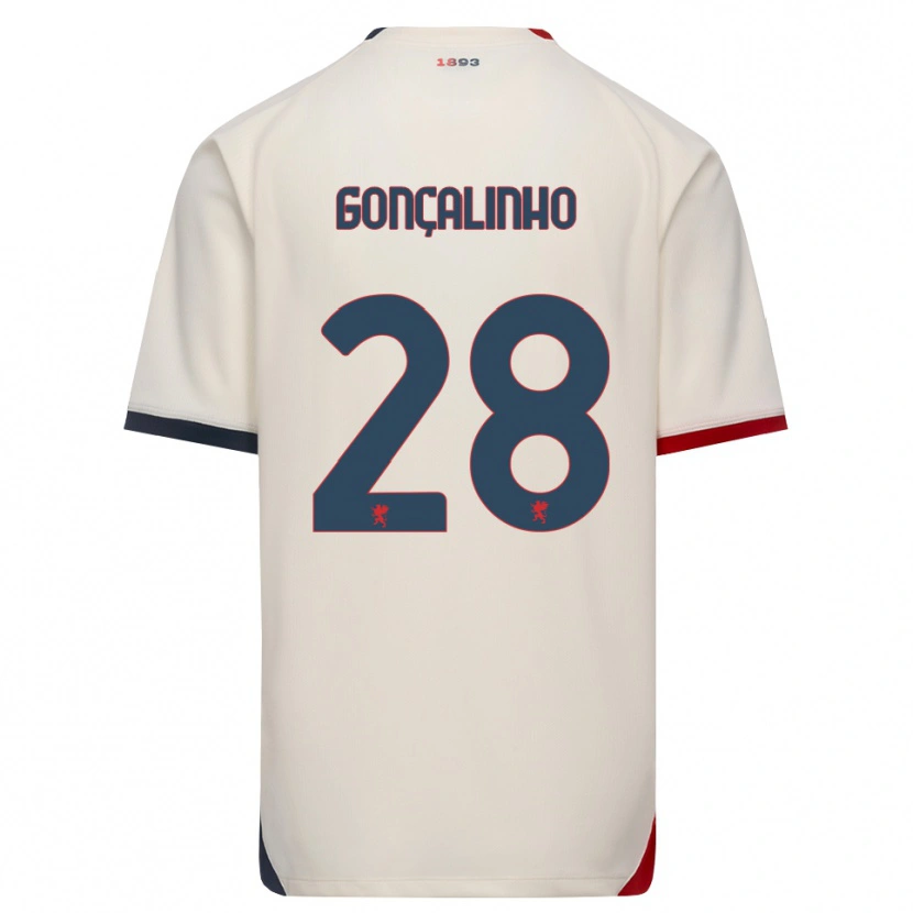 Danxen Enfant Maillot João Gonçalinho #28 Blanc Cassé Rouge Tenues Extérieur 2026/27 T-Shirt