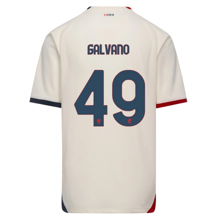 Danxen Enfant Maillot Cristian Galvano #49 Blanc Cassé Rouge Tenues Extérieur 2026/27 T-Shirt