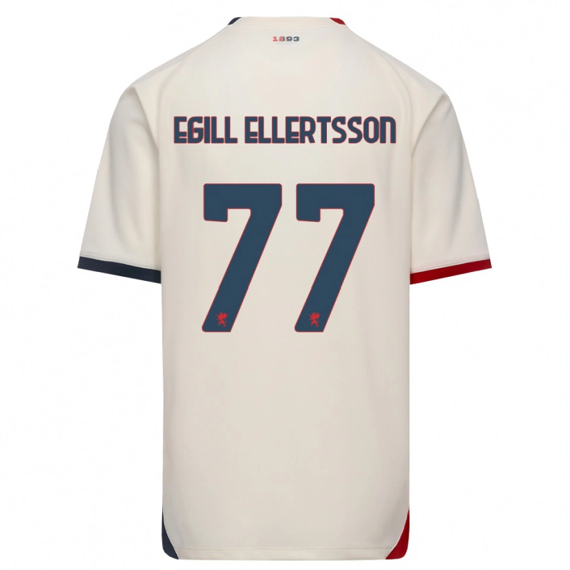 Danxen Enfant Maillot Mikael Egill Ellertsson #77 Blanc Cassé Rouge Tenues Extérieur 2026/27 T-Shirt