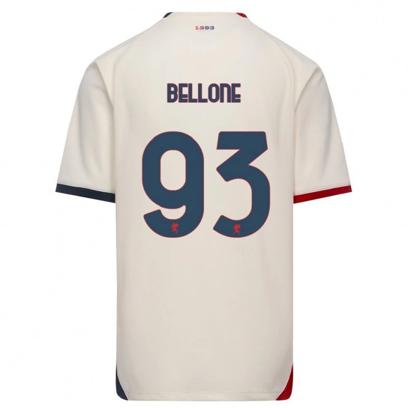 Danxen Enfant Maillot Francesco Bellone #93 Blanc Cassé Rouge Tenues Extérieur 2026/27 T-Shirt