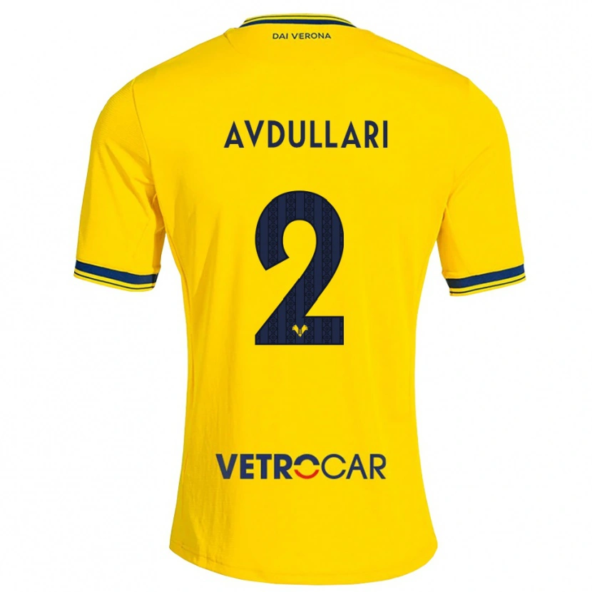 Danxen Enfant Maillot Davide Avdullari #2 Jaune Rouge Tenues Extérieur 2026/27 T-Shirt