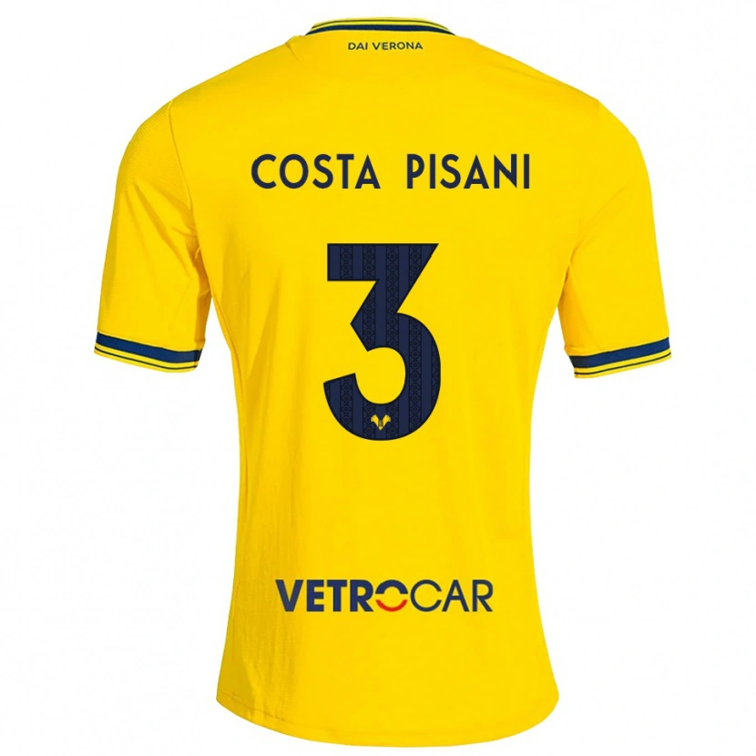 Danxen Enfant Maillot Davide Costa Pisani #3 Jaune Rouge Tenues Extérieur 2026/27 T-Shirt