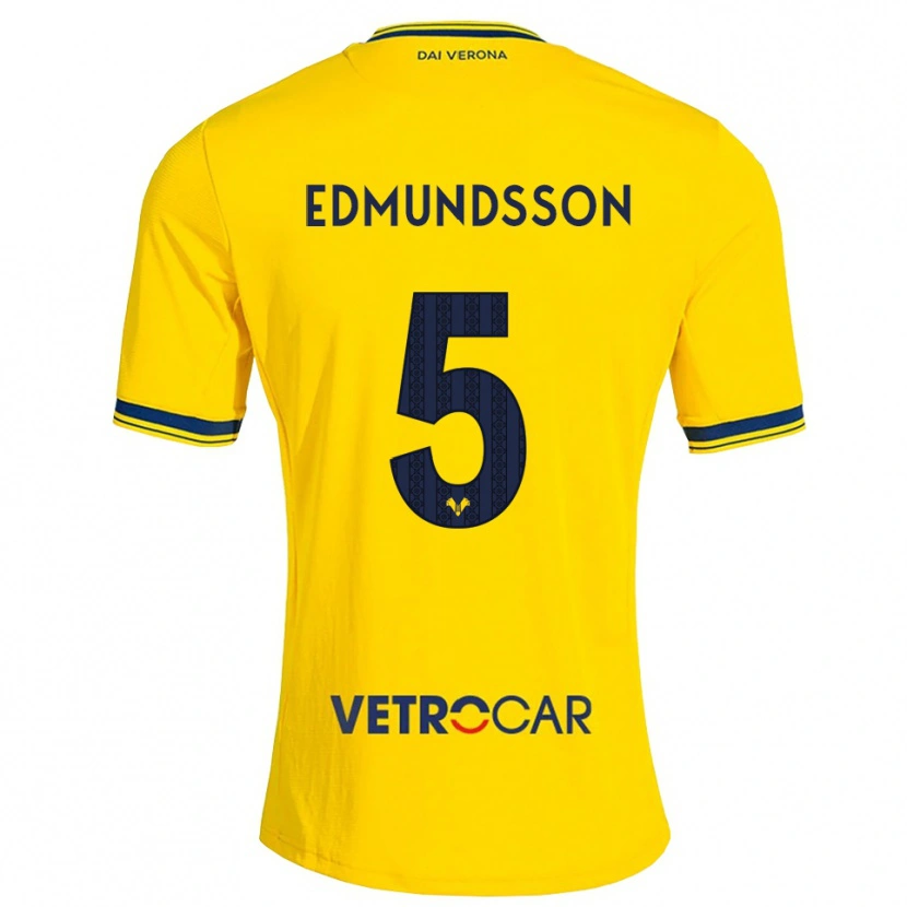 Danxen Enfant Maillot Andrias Edmundsson #5 Jaune Rouge Tenues Extérieur 2026/27 T-Shirt