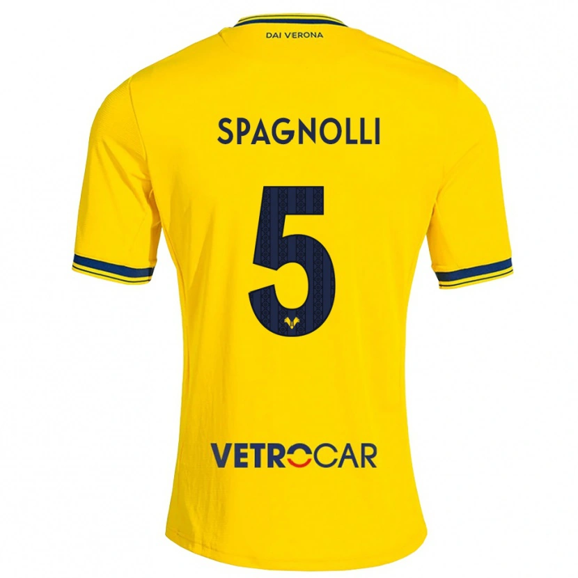 Danxen Enfant Maillot Matteo Spagnolli #5 Jaune Rouge Tenues Extérieur 2026/27 T-Shirt