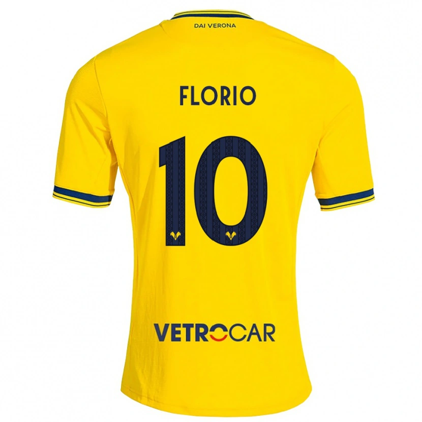 Danxen Enfant Maillot Mattia Florio #10 Jaune Rouge Tenues Extérieur 2026/27 T-Shirt