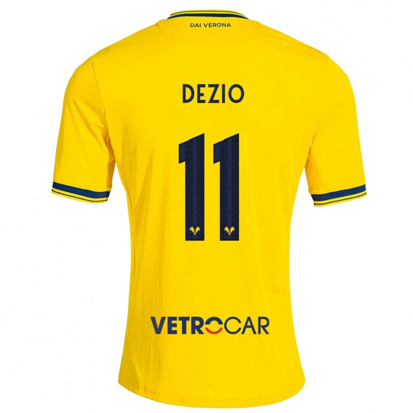 Danxen Enfant Maillot Alessandro Dezio #11 Jaune Rouge Tenues Extérieur 2026/27 T-Shirt